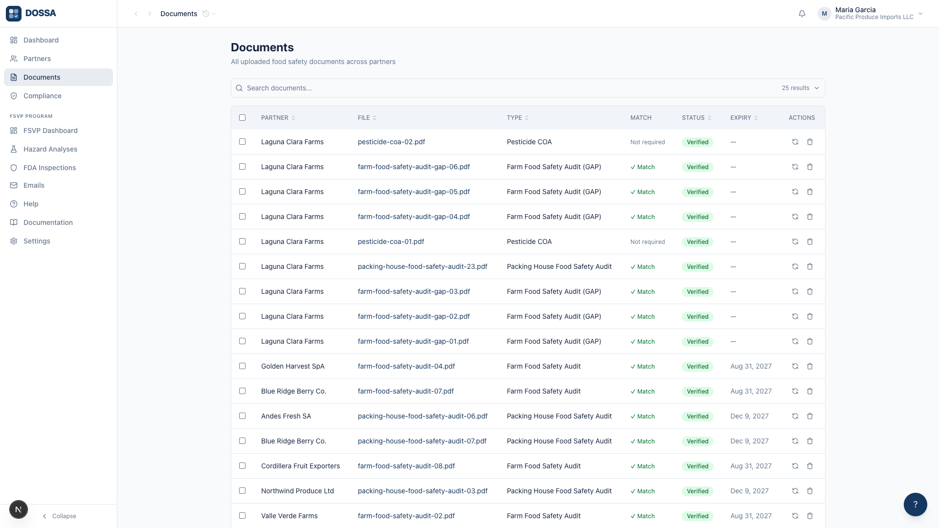 DOSSA AI reading a supplier document and extracting its fields